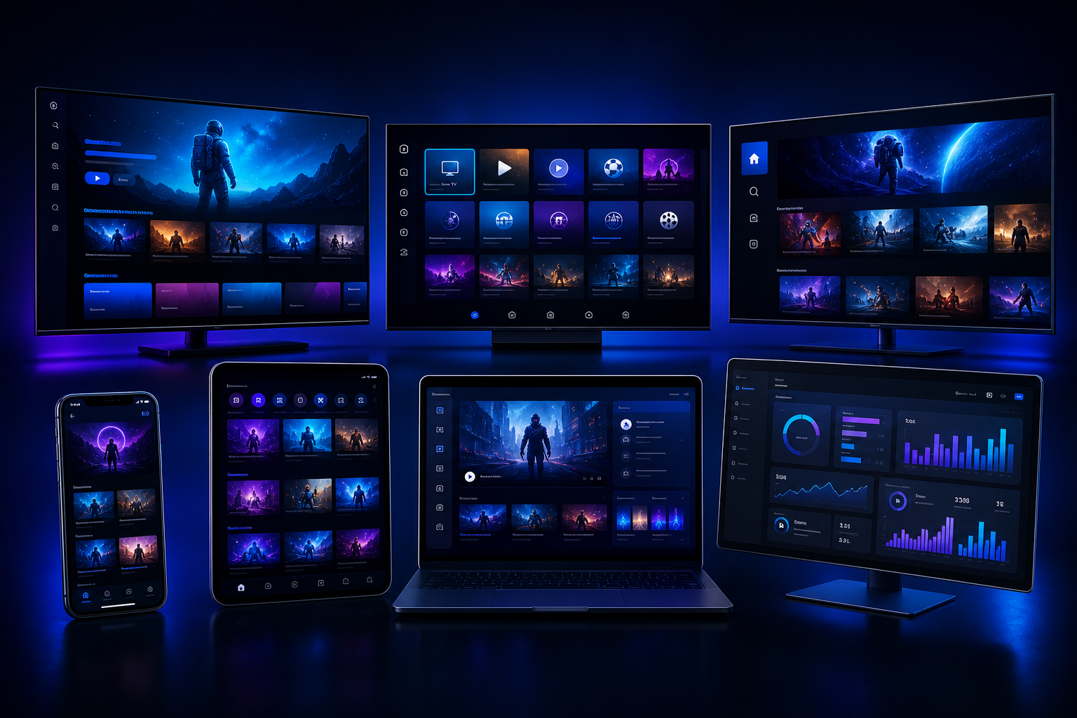 Mockups de interfaces de streaming HeraHub